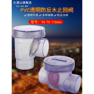 厨房排水管水槽下水道透明止回阀防臭返水倒灌50PVC止逆单向阀门