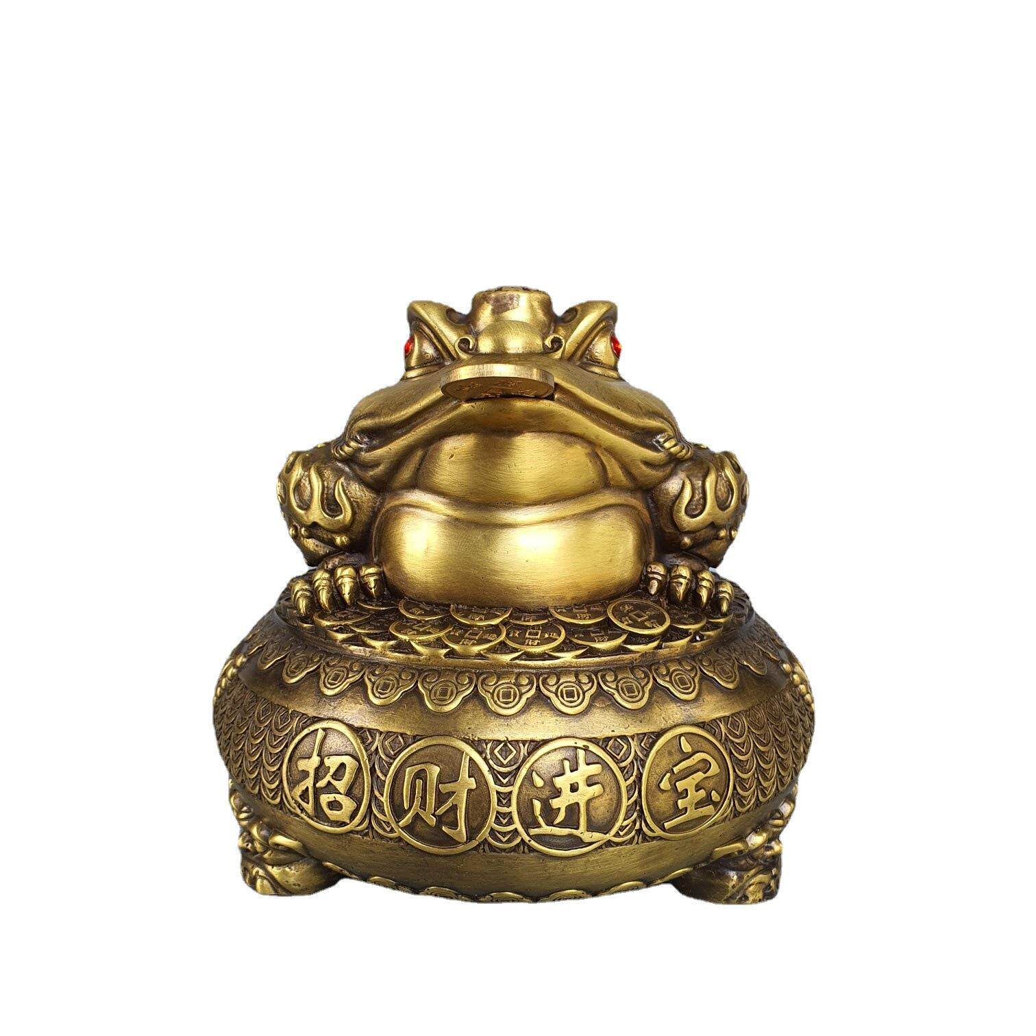 纯铜金蟾摆件聚宝盆金蟾店铺吉祥物摆设家居铜金蝉客厅工艺品礼品