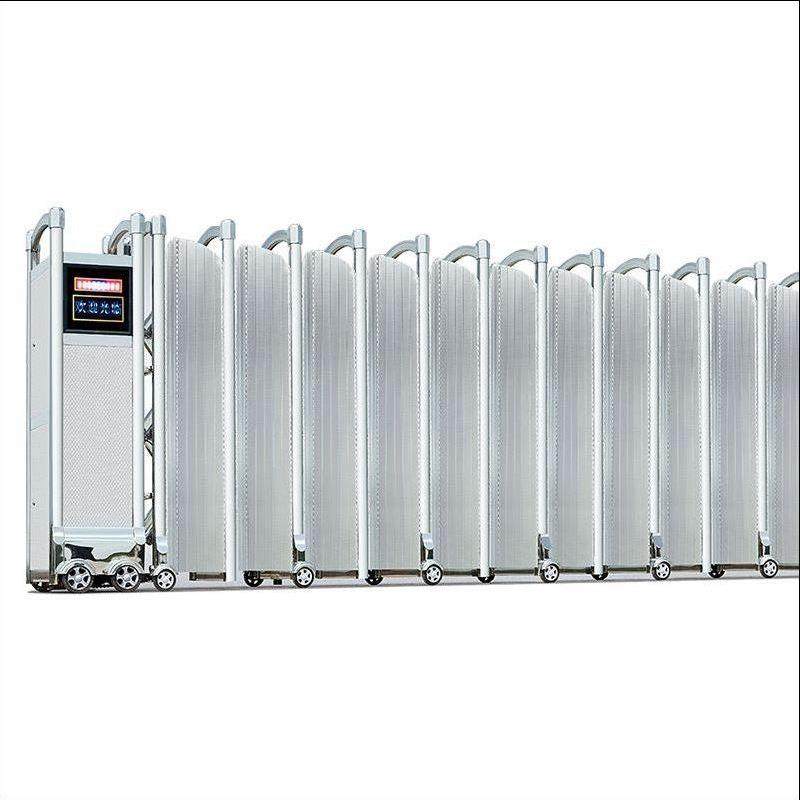 不锈钢封板电动伸缩门学校工厂工地无轨自动伸缩门屏风折叠平移门