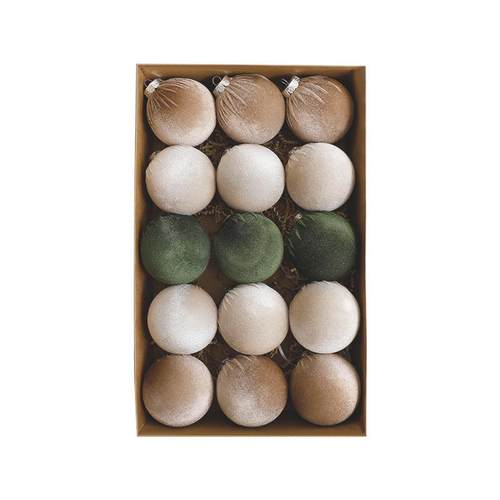 热销圣诞包布球8cm圣诞装饰挂件手工植绒圣诞球装饰品现货