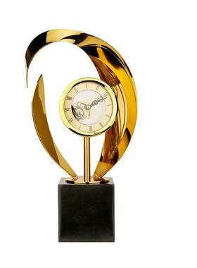 2025轻奢合金日月贝水晶钟表摆件高级感创意家居工艺品厂