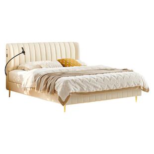 轻奢极简皮艺软床主卧1.8米双人公主床1.5现代简约北欧头层真皮床