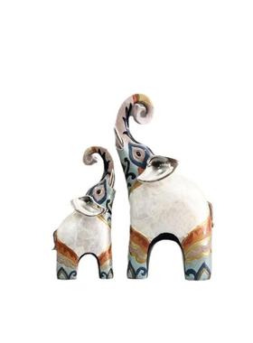轩礼家居摆件东南亚风彩绘贝壳大象手工制作现货供应酒店装饰可小