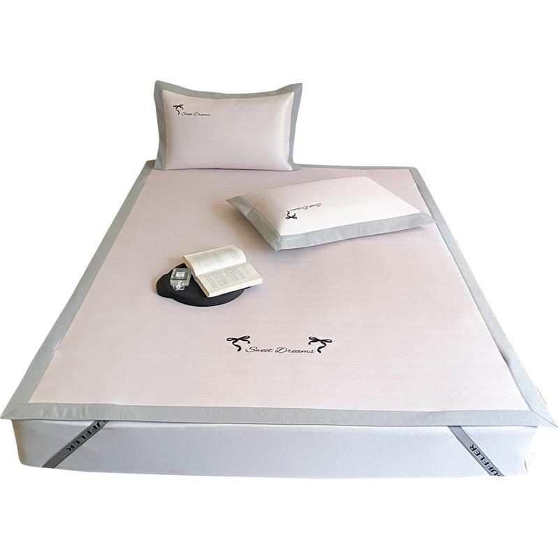 床夏季轻奢风冰席三件套丝可水洗机洗凉17J感凉平席笠款空调软席