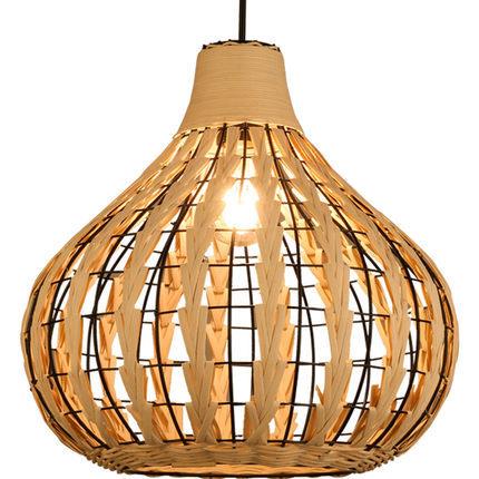 日式复古藤艺吊灯工编酒店织圆鸣轩灯饰形田园饭餐人厅农家乐民宿