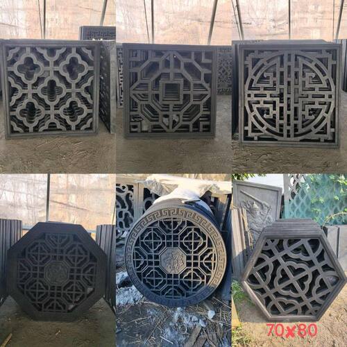 仿古镂空窗花格砖雕中式围墙徽派装饰窗花古建院墙水泥花窗格挂件