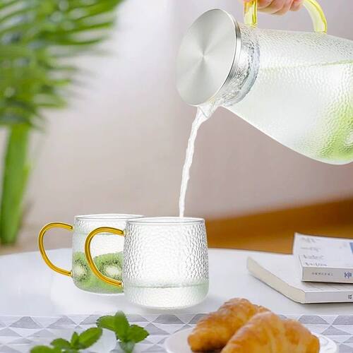 利快锤纹冷水壶加厚玻璃水壶大容量凉水壶家用茶壶凉白开水壶水杯