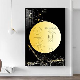 NASA旅行者一号装饰画金唱片航海家宇宙探测器电脑房客厅卧室挂画