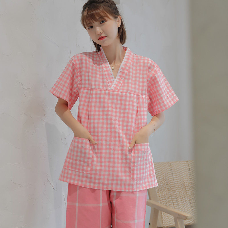 汗蒸服女纯棉韩版情侣套装亲子装家居服加肥加大按摩服桑拿浴服男