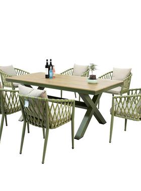 户外藤编桌椅花庭院闲露台MDB-2408室园外休桌椅绿色木塑阳台三件