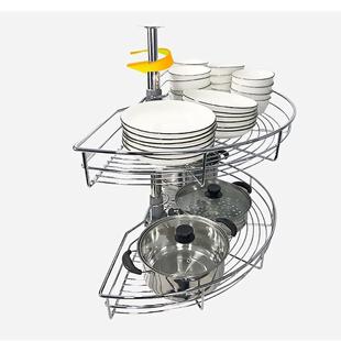 橱柜转角拉篮180度厨房270度60转篮旋转双层置物架小怪物