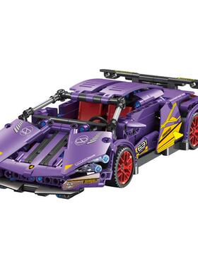 联合想紫牛野马回力车构益智创拼装玩63119具礼物小粒颗积木机礼