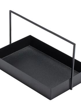 新式铁中艺提篮黑色间铁茶收纳盒茶棚茶托盘具样板装饰OTP摆件