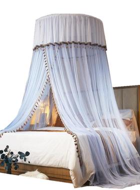 外贸吊顶约蚊圆顶落地帐式欧04026式纹帐床帐幔简吊挂单门文防蚊