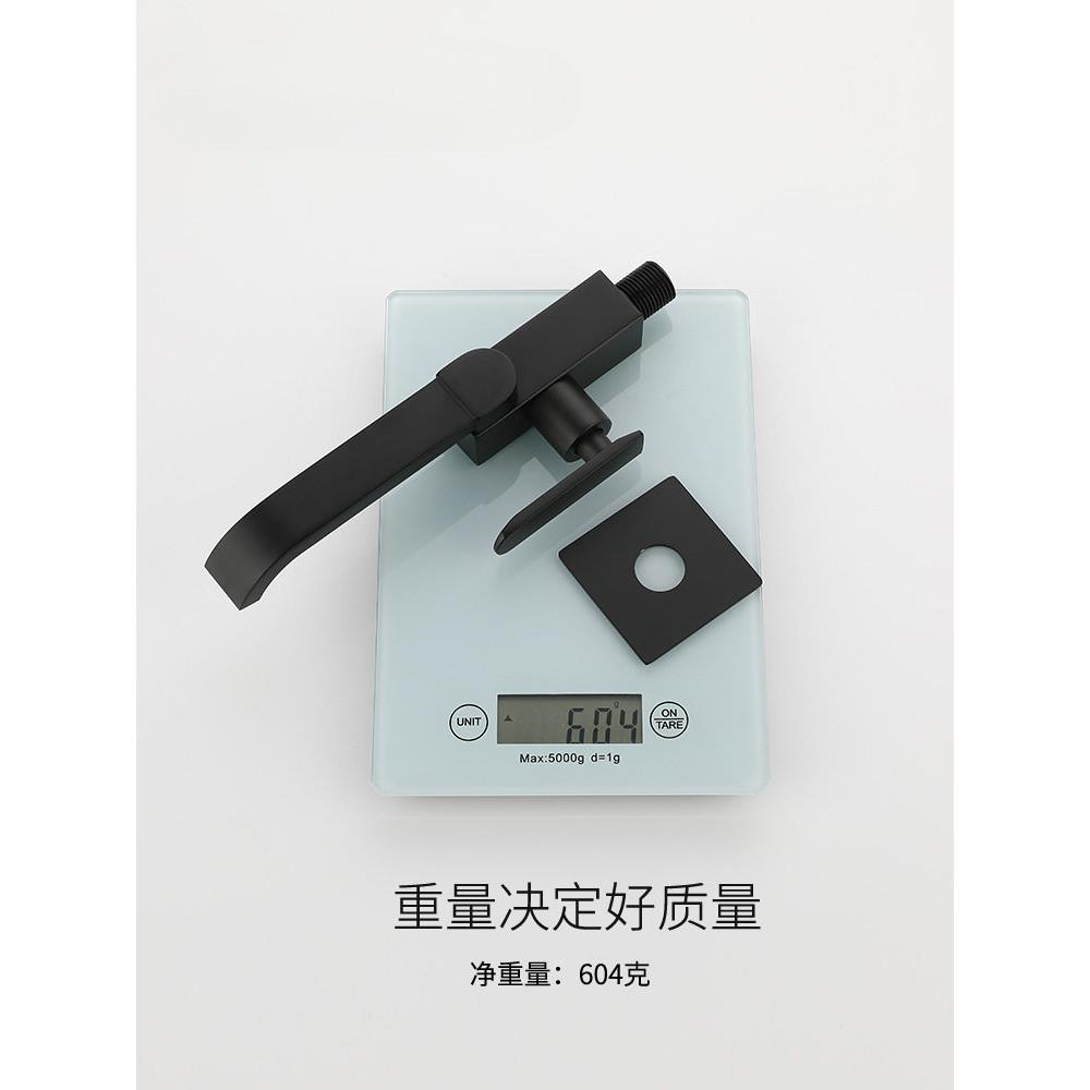 全铜方形入墙式面盆冷水龙头洗手盆旋转黑色龙头4分冷水龙头