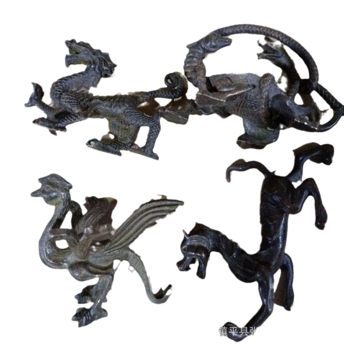古玩铜器收藏铜青龙白虎朱雀玄武四大神兽办公室居家小摆件