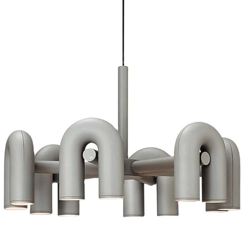 北欧304后现代铁简约艺工程酒店U型水术管灯创意设餐计师艺吊灯厅