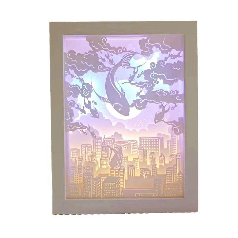创意发光纸雕灯木质纪念礼品相框D立体电子小夜灯光画框摆台,家居饰品,DIY亲子装饰画,淘宝优惠券,粉丝福利购,淘宝优惠卷