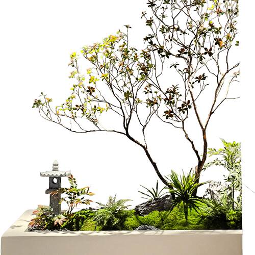 海岛春花仿真绿植室内装饰造景落地摆件植物假树玄关天井茶室景观