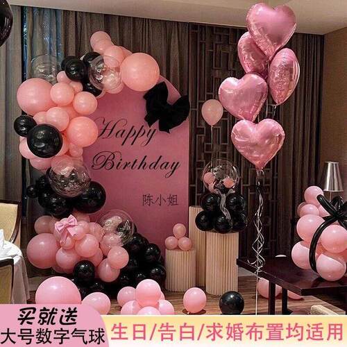 ins网红成人礼女孩生日装饰气球派对求婚背景墙kt板