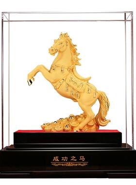 2026马年摆件绒沙金银行保险年会开业活动礼品生肖工艺品成功之马