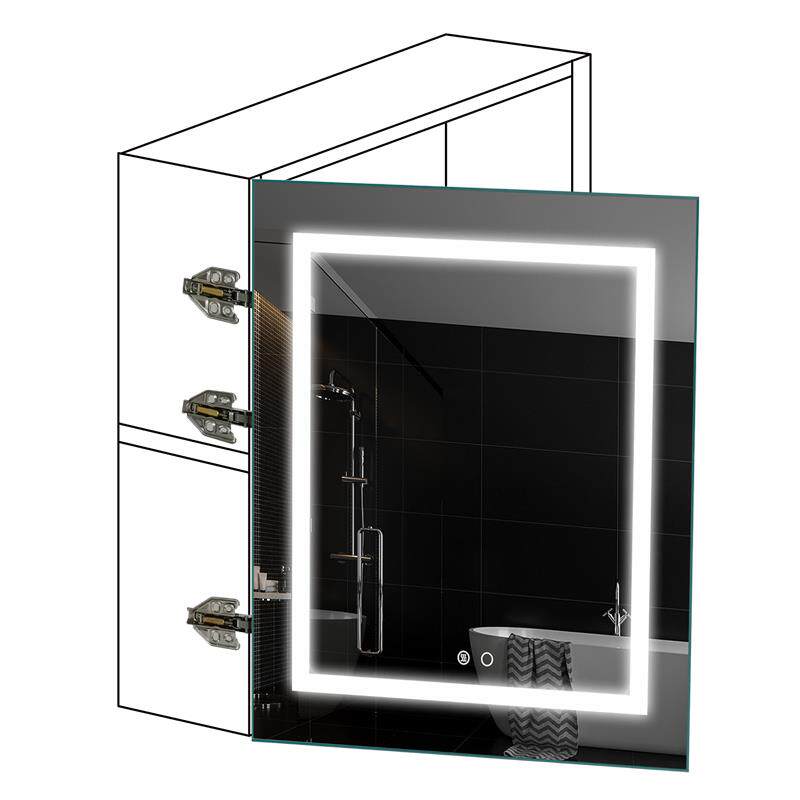 9W浴室镜柜门定制尺寸卫生间智能镜子带灯镜门铝合金LED橱柜门组