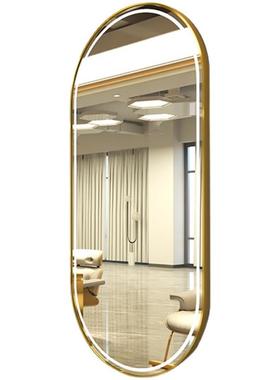 网红理发店美发镜台沙龙潮店单面挂墙镜简约带灯理发镜子发廊专用