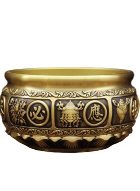 黄铜莲花招米聚宝盆有求必应米缸家用客厅店铺办公室开业礼品摆件