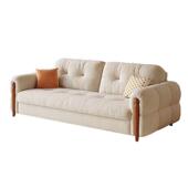 法式 伸缩床 复古奶油风实木沙发床折叠两用家用客厅小户型2024新款