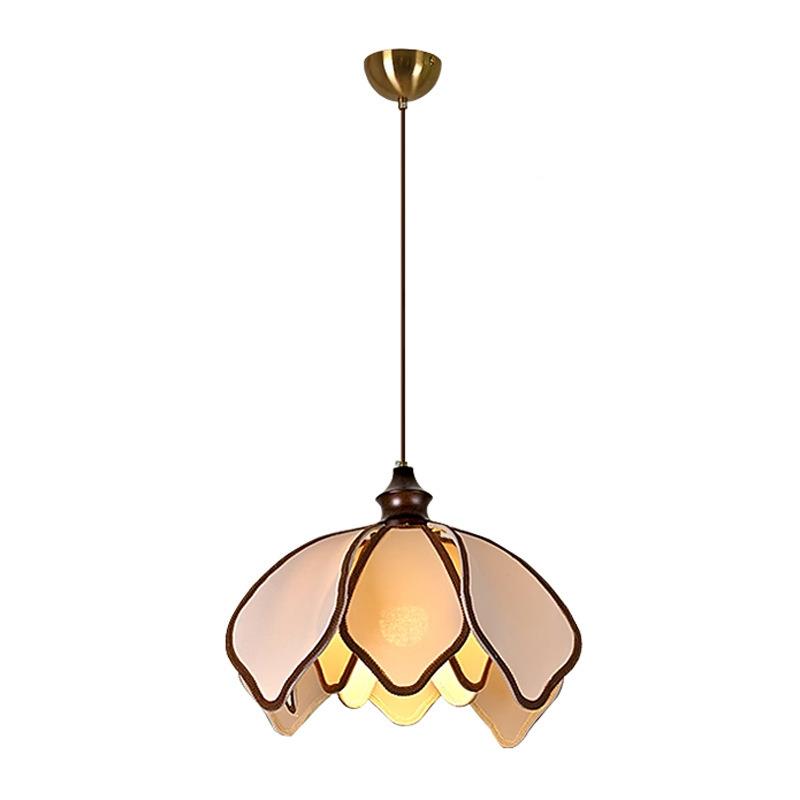 风复古餐厅吊感灯法17级式中古奶油客厅卧室书房衣帽间高布艺花瓣