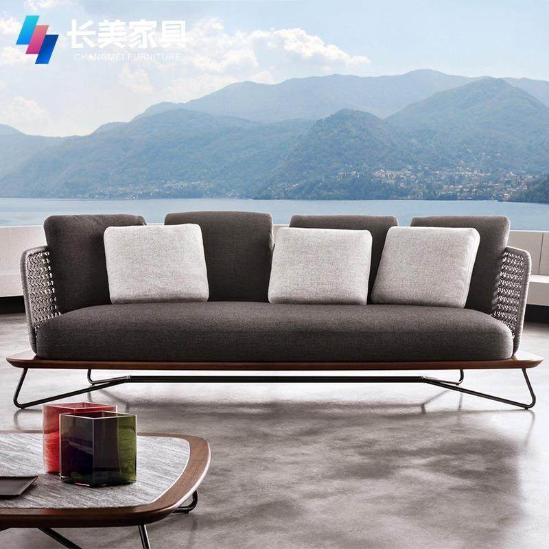 户外沙发菠萝格实木休闲藤椅茶桌组合防水酒店露阳台别墅庭院家具