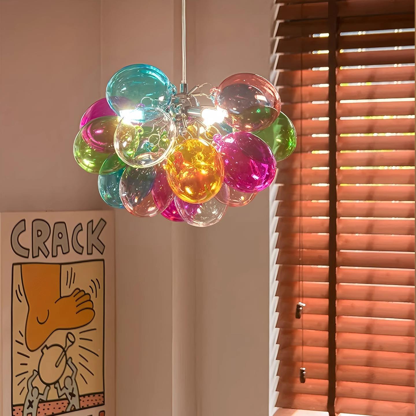 巴胺彩色玻璃气球泡泡餐儿童房多吊灯意个性艺术客创厅卧室厅灯