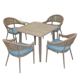 户外桌椅设计师北欧简约风格 餐椅五件套室外花园庭院休闲绳编桌椅