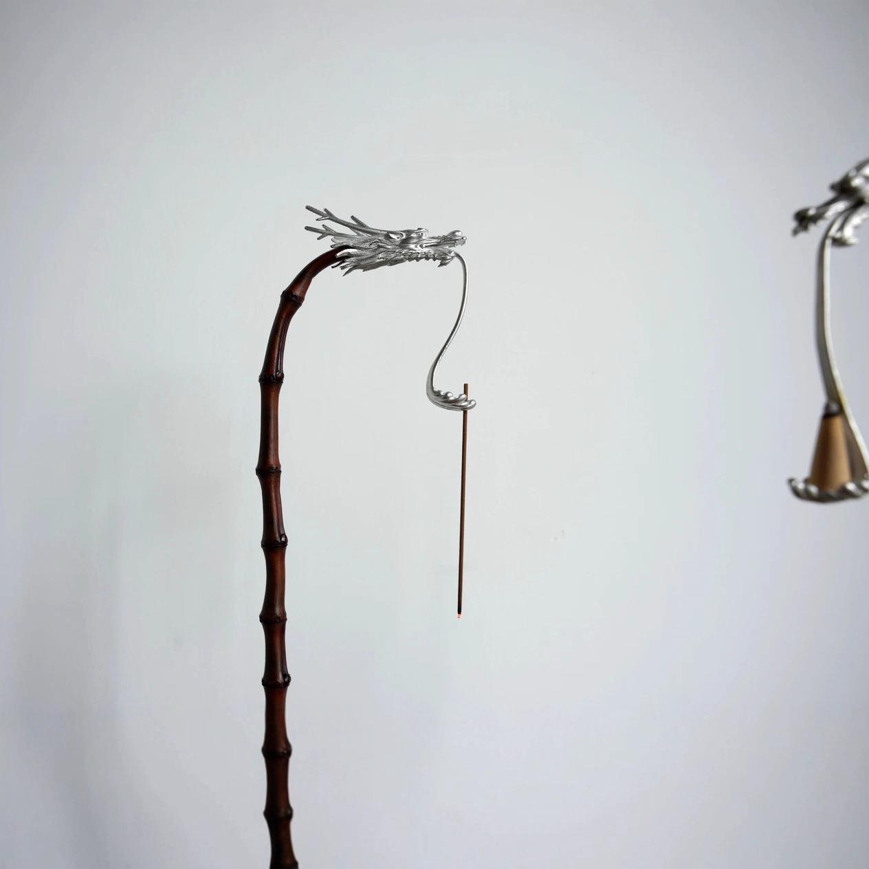 古89rui89r篱手作竹鞭大漆制古锡桌龙头插香座茶线香流倒香中式茶