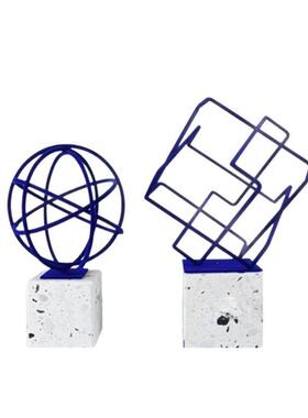 创意几何摆件造型现代风格轻奢样板房软装饰桌面饰品金属大理石