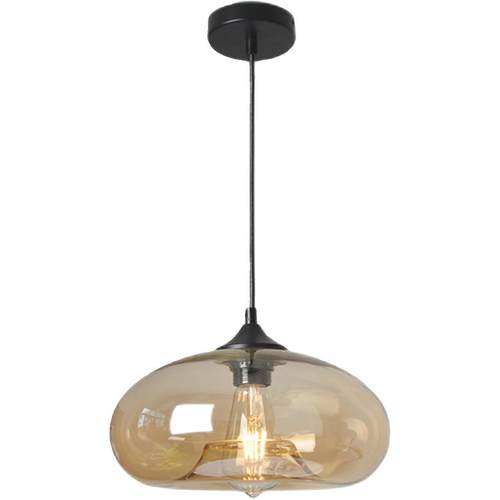 北欧创意美式乡村复古简约灯具餐厅酒吧吧台彩色玻璃灯罩单头吊灯