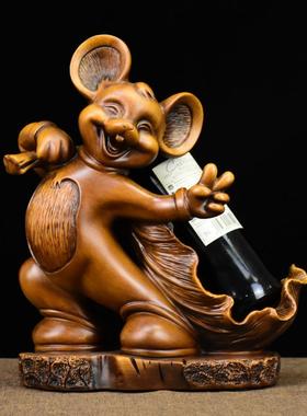 十二生肖摆件红酒架创意鼠牛虎兔龙蛇马羊猴鸡狗猪餐厅酒柜装饰品