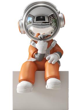 思考者太空人宇航员坐姿摆件客厅电视柜酒柜书柜书靠玄关工位装饰