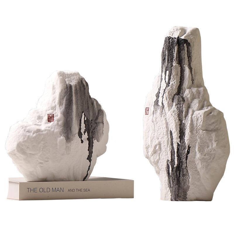 新中式陶创意瓷假JQA山摆件书房茶室水墨画师装饰品样板房设计款