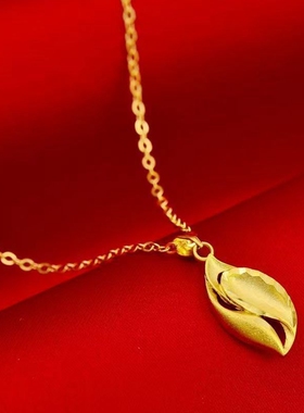 金叶子网红项链女轻奢时尚气质锁骨链久不掉色简约中国风送妈妈礼