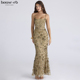 House CB高贵优雅橄榄古铜色手工珠绣束腰超长连衣裙Naima