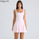 House CB甜美芭蕾粉拼接设计迷你连衣裙Amelie