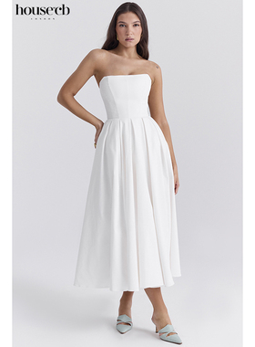 House of CB优雅收腰抹胸中长太阳裙Audrey