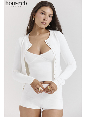 House of CB 百搭简约白色夏天针织开衫Riva