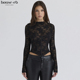 CB浪漫梦幻黑色蕾丝长袖 House 束腰上衣Zoe