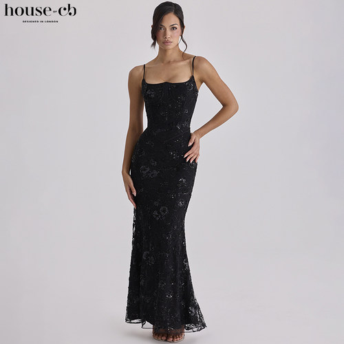 HouseofCB奢华手工珠绣超长裙