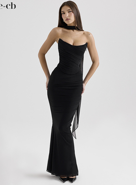 House of CB性感低腰黑色鱼尾下摆半身裙Cassidy