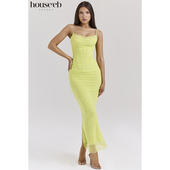 House 优雅清爽青柠色束腰超长连衣裙Nalini