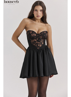 House of CB 优雅收腰黑色抹胸连衣裙J adore