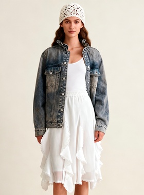 LOLO MIRIAM | 25秋 做旧秋季短外套春秋宽松型牛仔外套313W7A014